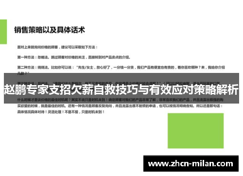 赵鹏专家支招欠薪自救技巧与有效应对策略解析