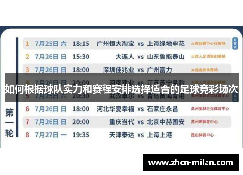 如何根据球队实力和赛程安排选择适合的足球竞彩场次